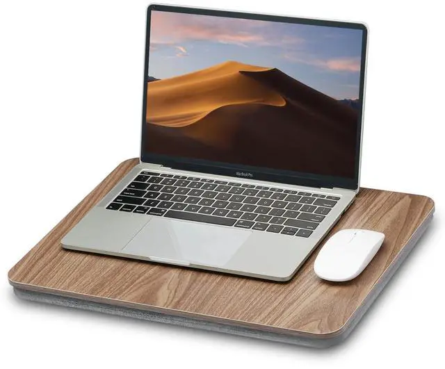 Main image of Portable Lap Laptop Desk with Pillow Cushion, Fits up to 15.6 inch Laptop, Lap Stand for Bed & Couch & Carpet, Book Tablet/Drawing Board/Computer Laptop Stand - Dark Brown Wood