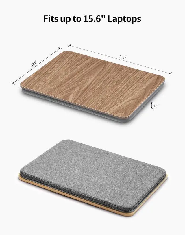 Alt view image 6 of 6 - Portable Lap Laptop Desk with Pillow Cushion, Fits up to 15.6 inch Laptop, Lap Stand for Bed & Couch & Carpet, Book Tablet/Drawing Board/Computer Laptop Stand - Dark Brown Wood