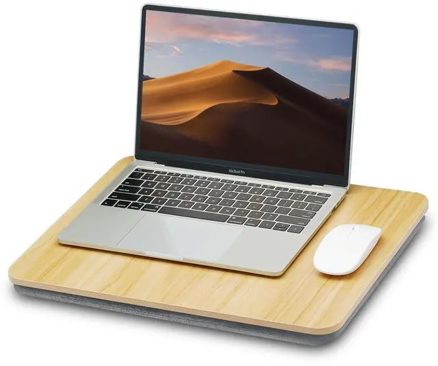 Main image of Portable Lap Laptop Desk with Pillow Cushion, Fits up to 15.6 inch Laptop, Lap Stand for Bed & Couch & Carpet, Book Tablet/Drawing Board/Computer Laptop Stand - Light Brown Wood