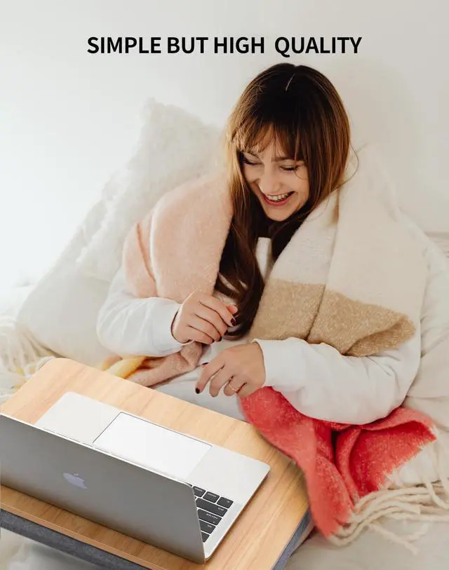 Alt view image 4 of 6 - Portable Lap Laptop Desk with Pillow Cushion, Fits up to 15.6 inch Laptop, Lap Stand for Bed & Couch & Carpet, Book Tablet/Drawing Board/Computer Laptop Stand - Light Brown Wood