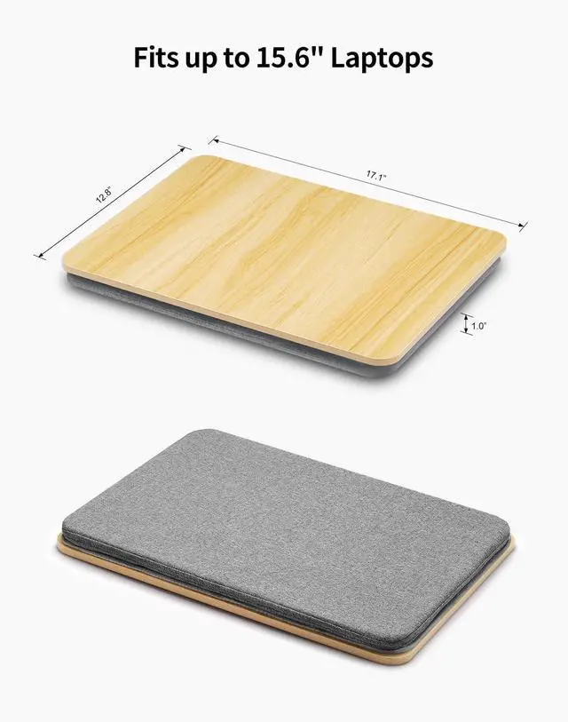 Alt view image 6 of 6 - Portable Lap Laptop Desk with Pillow Cushion, Fits up to 15.6 inch Laptop, Lap Stand for Bed & Couch & Carpet, Book Tablet/Drawing Board/Computer Laptop Stand - Light Brown Wood