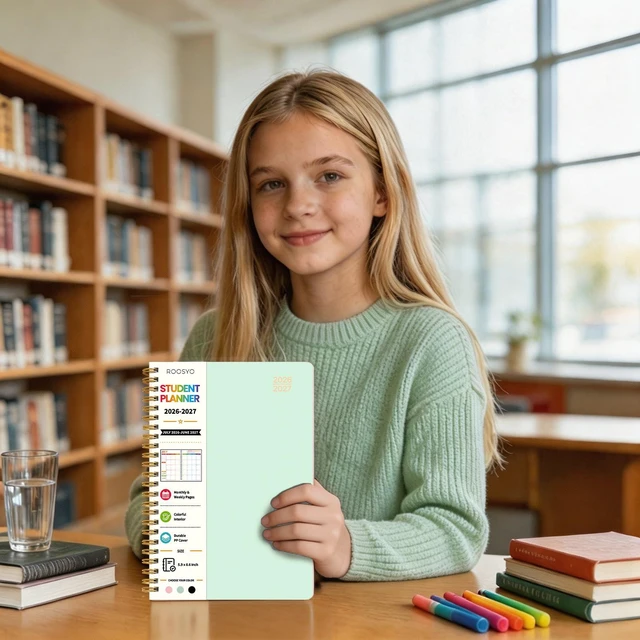 Alt view image 2 of 7 - Aesthetic Academic Planner 2026-2027, Green Spiral Plan Book for Students, Jul. 2026 - Jun. 2027, 5.9" x 8.6", Colorful Weekly Monthly Pages, Flexible PP Cover
