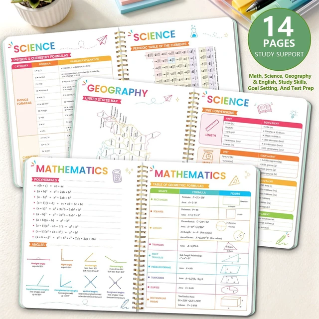 Alt view image 6 of 7 - Large Academic Calendar 2026-2027, Green Wirebound Student Planner, Jul. 2026 - Jun. 2027, 8.3" x 10.9", Weekly Monthly Study Planner, Color Pages, PP Cover