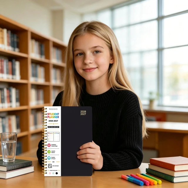 Alt view image 2 of 7 - Student Planner 2026-2027, Black Spiral Academic Planner with Colorful Pages, Jul. 2026 - Jun. 2027, 5.9" x 8.6", PP Plastic Cover Weekly Monthly Organizer