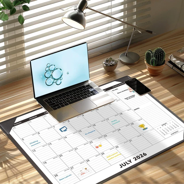 Alt view image 2 of 7 - Desk Calendar 2026-2027 with Protective Mat 22" x 17" 18Month Desk Pad Calendar - Desktop Calendar from July 2026 to December 2027 - Monthly Calendar for Home, School and Office