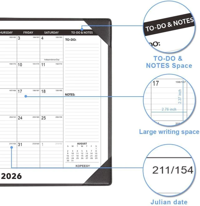 Alt view image 4 of 7 - Desk Calendar 2026-2027 with Protective Mat 22" x 17" 18Month Desk Pad Calendar - Desktop Calendar from July 2026 to December 2027 - Monthly Calendar for Home, School and Office
