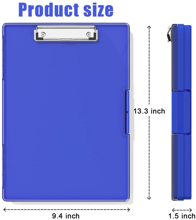 Alt view image 2 of 6 - Clipboard with Storage, Blue 8.5 x 11 Clip Board, Dual Compartmen Folder Nursing Side Opening, Heavy Duty Organization Box, Smooth Writing for Teachers, Classroom, Size 13.3 x 9.4 x 1.5 in