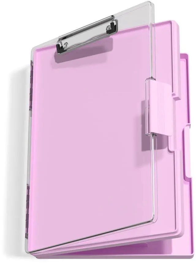 Main image of Clipboard with Storage, Pink 8.5 x 11 Clip Board, Dual Compartmen Folder Nursing Side Opening, Heavy Duty Organization Box, Smooth Writing for Teachers, Classroom, Size 13.3 x 9.4 x 1.5 in