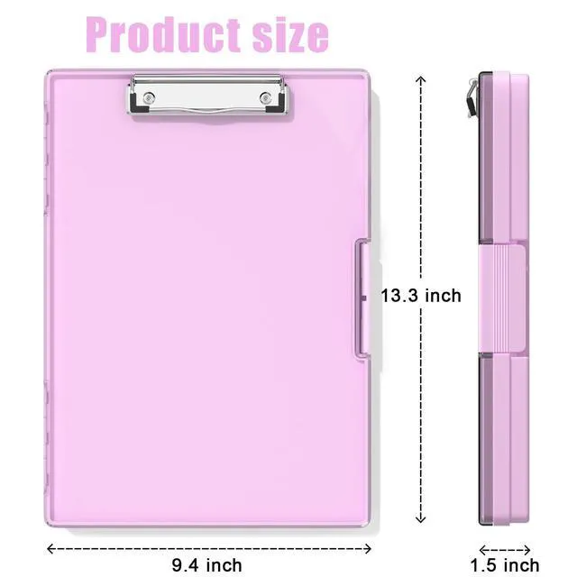 Alt view image 2 of 6 - Clipboard with Storage, Pink 8.5 x 11 Clip Board, Dual Compartmen Folder Nursing Side Opening, Heavy Duty Organization Box, Smooth Writing for Teachers, Classroom, Size 13.3 x 9.4 x 1.5 in