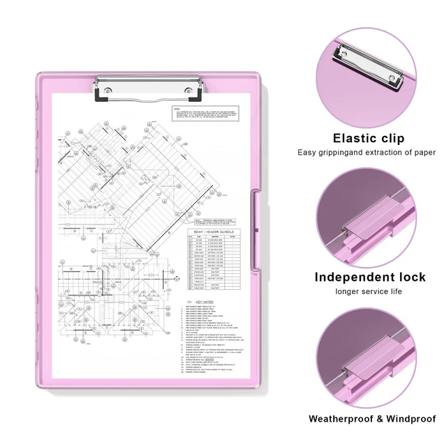 Alt view image 3 of 6 - Clipboard with Storage, Pink 8.5 x 11 Clip Board, Dual Compartmen Folder Nursing Side Opening, Heavy Duty Organization Box, Smooth Writing for Teachers, Classroom, Size 13.3 x 9.4 x 1.5 in
