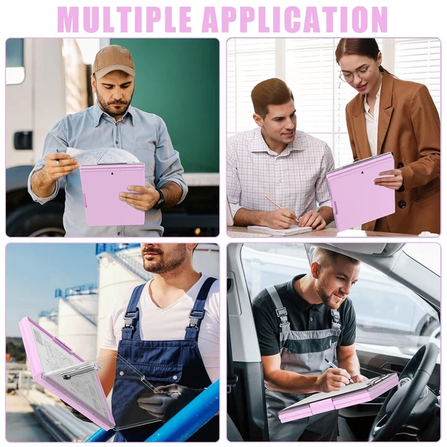 Alt view image 6 of 6 - Clipboard with Storage, Pink 8.5 x 11 Clip Board, Dual Compartmen Folder Nursing Side Opening, Heavy Duty Organization Box, Smooth Writing for Teachers, Classroom, Size 13.3 x 9.4 x 1.5 in