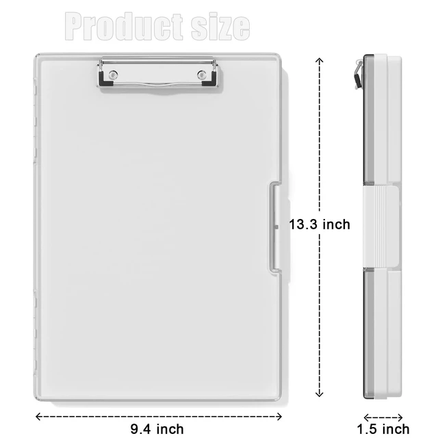 Alt view image 2 of 6 - Clipboard with Storage, White 8.5 x 11 Clip Board, Dual Compartmen Folder Nursing Side Opening, Heavy Duty Organization Box, Smooth Writing for Teachers, Classroom, Size 13.3 x 9.4 x 1.5 in
