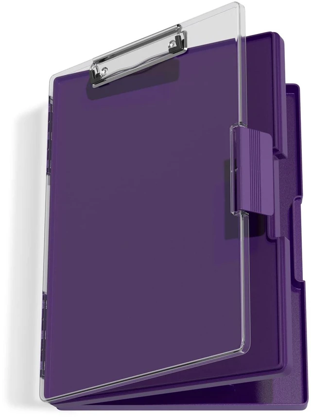 Main image of Clipboard with Storage, Purple 8.5 x 11 Clip Board, Dual Compartmen Folder Nursing Side Opening, Heavy Duty Organization Box, Smooth Writing for Teachers, Classroom, Size 13.3 x 9.4 x 1.5 in