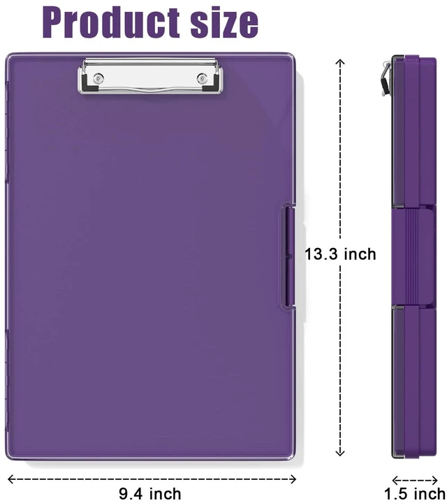 Alt view image 2 of 6 - Clipboard with Storage, Purple 8.5 x 11 Clip Board, Dual Compartmen Folder Nursing Side Opening, Heavy Duty Organization Box, Smooth Writing for Teachers, Classroom, Size 13.3 x 9.4 x 1.5 in