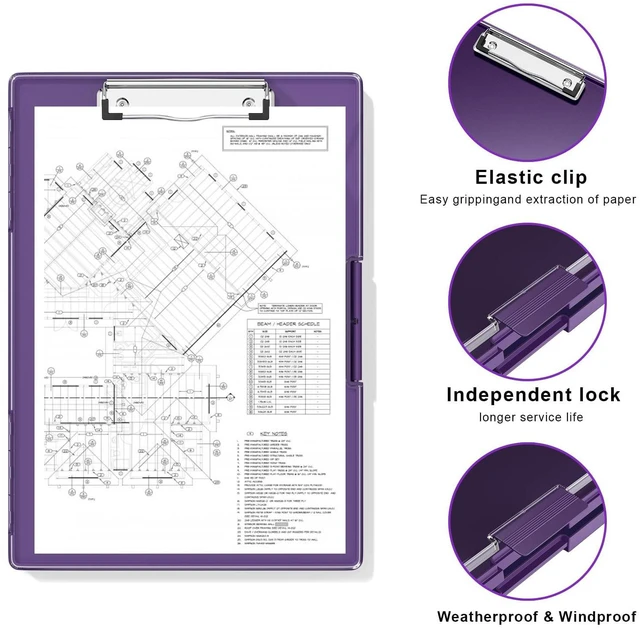 Alt view image 3 of 6 - Clipboard with Storage, Purple 8.5 x 11 Clip Board, Dual Compartmen Folder Nursing Side Opening, Heavy Duty Organization Box, Smooth Writing for Teachers, Classroom, Size 13.3 x 9.4 x 1.5 in