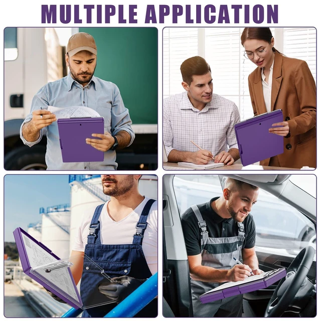 Alt view image 6 of 6 - Clipboard with Storage, Purple 8.5 x 11 Clip Board, Dual Compartmen Folder Nursing Side Opening, Heavy Duty Organization Box, Smooth Writing for Teachers, Classroom, Size 13.3 x 9.4 x 1.5 in