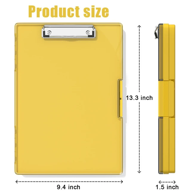 Alt view image 2 of 6 - Clipboard with Storage, Yellow 8.5 x 11 Clip Board, Dual Compartmen Folder Nursing Side Opening, Heavy Duty Organization Box, Smooth Writing for Teachers, Classroom, Size 13.3 x 9.4 x 1.5 in