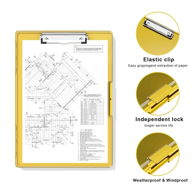 Alt view image 3 of 6 - Clipboard with Storage, Yellow 8.5 x 11 Clip Board, Dual Compartmen Folder Nursing Side Opening, Heavy Duty Organization Box, Smooth Writing for Teachers, Classroom, Size 13.3 x 9.4 x 1.5 in