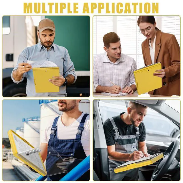 Alt view image 6 of 6 - Clipboard with Storage, Yellow 8.5 x 11 Clip Board, Dual Compartmen Folder Nursing Side Opening, Heavy Duty Organization Box, Smooth Writing for Teachers, Classroom, Size 13.3 x 9.4 x 1.5 in
