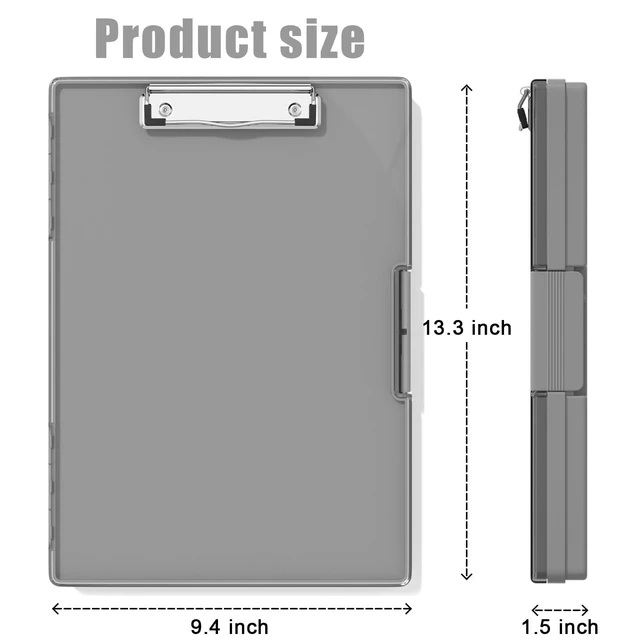 Alt view image 2 of 6 - Clipboard with Storage, Grey 8.5 x 11 Clip Board, Dual Compartmen Folder Nursing Side Opening, Heavy Duty Organization Box, Smooth Writing for Teachers, Classroom, Size 13.3 x 9.4 x 1.5 in