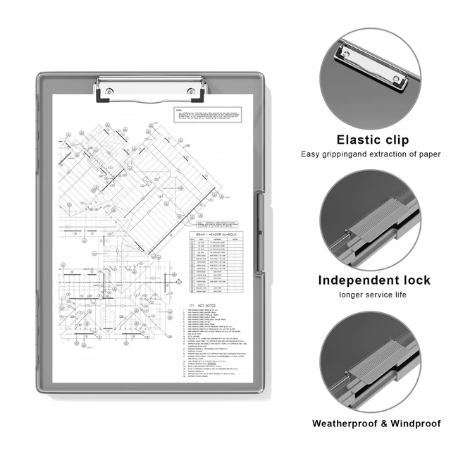 Alt view image 3 of 6 - Clipboard with Storage, Grey 8.5 x 11 Clip Board, Dual Compartmen Folder Nursing Side Opening, Heavy Duty Organization Box, Smooth Writing for Teachers, Classroom, Size 13.3 x 9.4 x 1.5 in