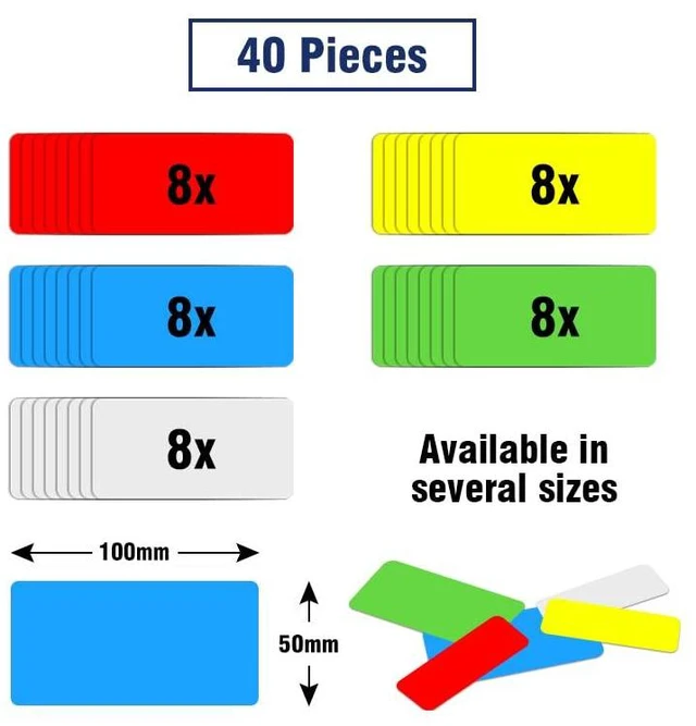 Alt view image 5 of 7 - Dry Erase Magnetic Labels, 4x2 Inch, 40 Pieces in 5 Colors, Reusable, for Whiteboards, Locker, School, Classroom, Office, Home