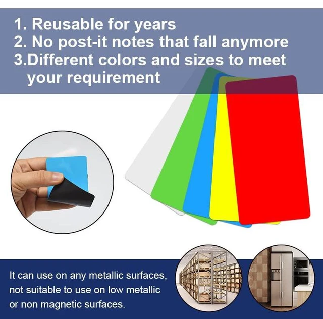 Alt view image 7 of 7 - Dry Erase Magnetic Labels, 4x2 Inch, 40 Pieces in 5 Colors, Reusable, for Whiteboards, Locker, School, Classroom, Office, Home