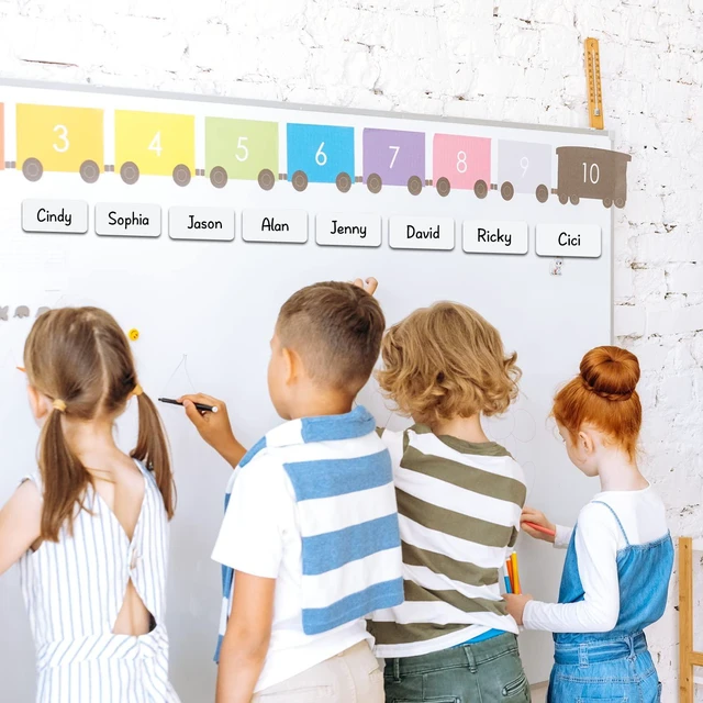 Alt view image 4 of 7 - Dry Erase Magnetic Labels 4x2 Inch White, Reusable Magnetic Dry Erase Labels for Classroom Office WhiteboardsPack of 40