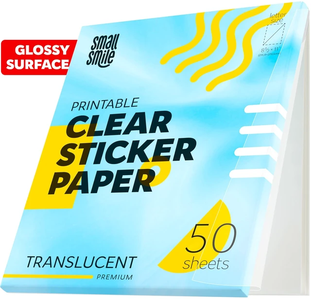 Main image of 95% Clear Sticker Paper for Inkjet Printer and Laser 50 Sheets, 8.5x11 Transparent Sticker Paper, Printable Vinyl, Waterproof Clear Labels for DIY Stickers & Decals