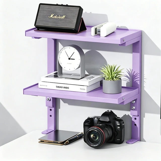 Main image of 2-Tier Desk Shelf Desk Organization Expandable Clamp on Desk Shelf Desktop Accessories for Offices and Game Rooms (Purple)