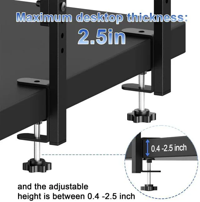 Alt view image 5 of 7 - 2-Tier Desk Shelf Desk Organization Expandable Clamp on Desk Shelf Desktop Accessories for Offices and Game Rooms (Wood)
