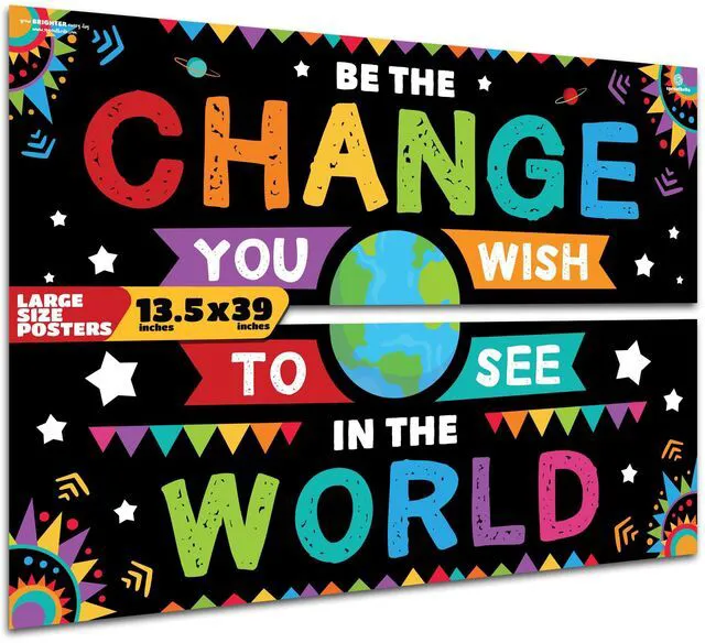 Main image of 2 Pack 13.5"x39" Motivational Educational Posters & Charts Classroom Banners Educational Teacher Posters for Classroom - Inspirational Decor for Pre, Elementary and Middle School