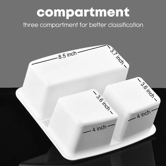 Alt view image 3 of 7 - Plastic Classroom Caddy Organizer with Handle, 6-Pack 3 Compartments, Teacher Supply Storage Caddy for Classroom Organization, Table, Desk, Office, Craft Art for Kids - White