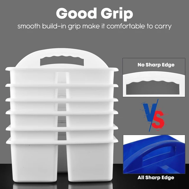 Alt view image 4 of 7 - Plastic Classroom Caddy Organizer with Handle, 6-Pack 3 Compartments, Teacher Supply Storage Caddy for Classroom Organization, Table, Desk, Office, Craft Art for Kids - White