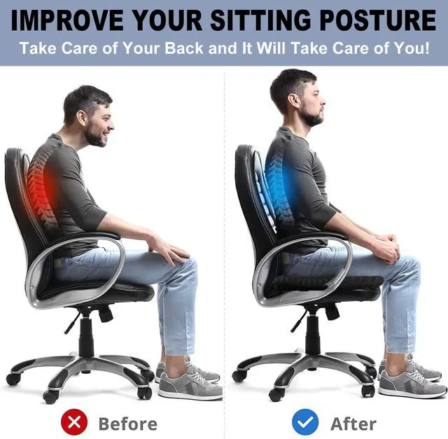 Alt view image 4 of 7 - Gel Seat Cushion for Long Sitting Pressure Relief - Non-Slip Gel Chair Cushions for Back, Sciatica, Tailbone Pain Relief - Seat Cushion for Office Desk Chair, Car Seat Wheelchair Cushions