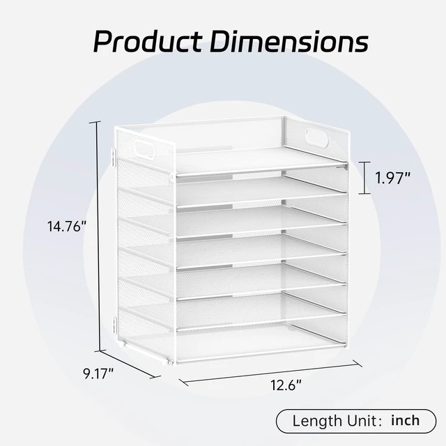 Alt view image 2 of 7 - 7 Tier Paper Organizer for Desk with Letter Trays & Handle White Black Desk File Organizer with Handle for Sorting Papers, Files, Folders, Mail, Bills and Office Supplies