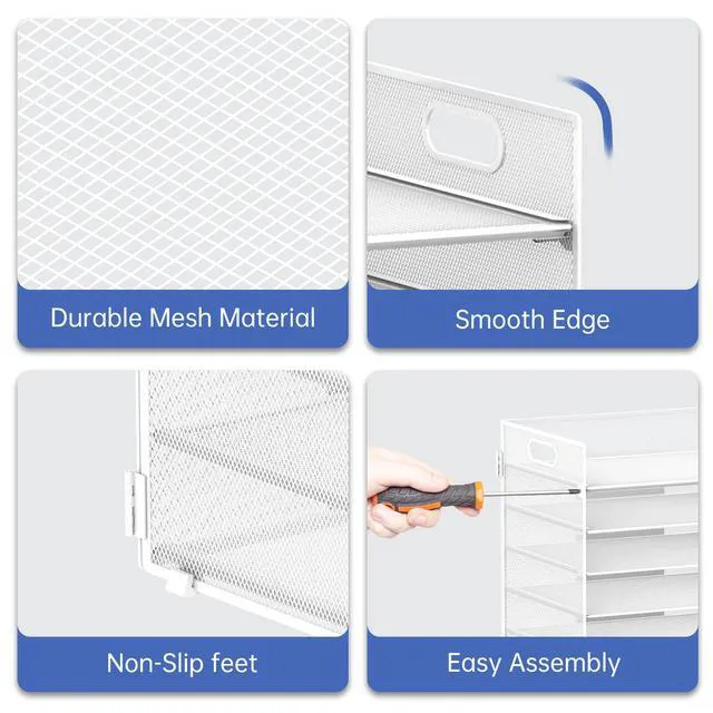 Alt view image 4 of 7 - 7 Tier Paper Organizer for Desk with Letter Trays & Handle White Black Desk File Organizer with Handle for Sorting Papers, Files, Folders, Mail, Bills and Office Supplies