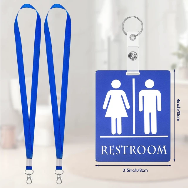 Alt view image 2 of 7 - 64 Set Bathroom Passes for Classrooms Bulk with Keychain Holder Restroom Passes for Students School Public Place Toilet Use, Bathroom Hall Pass Signs for Teachers, PVC, 3.93 x 3.15 in
