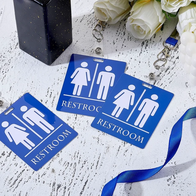 Alt view image 5 of 7 - 64 Set Bathroom Passes for Classrooms Bulk with Keychain Holder Restroom Passes for Students School Public Place Toilet Use, Bathroom Hall Pass Signs for Teachers, PVC, 3.93 x 3.15 in