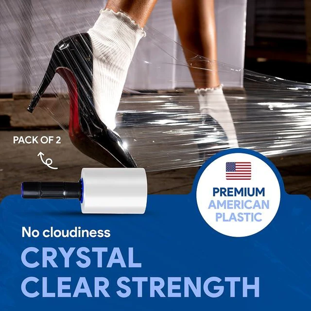 Alt view image 7 of 7 - 5" Plastic Stretch Wrap with Extended Handles 500% Stretch Film Cling Durable Adhering Packing Moving Packaging Heavy Duty Shrink (Clear, 1200ft each, 2 Pack)