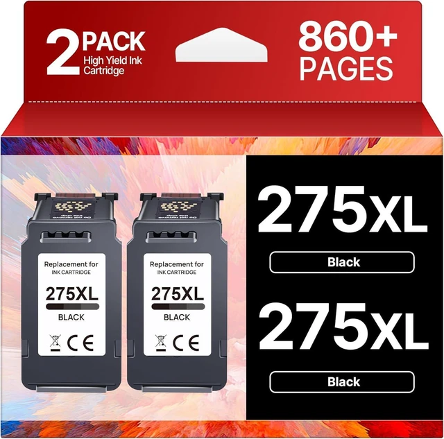 Main image of PG-275 Black Ink Cartridge Replacement for Canon 275 Black Ink Canon 275XL to Use with 275XL Ink Cartridege for Canon Printers PIXMA TR4720 TS3522 TR4700 TS3722 TS3500 TS3520 TS3720 TR4722 (2 Black)