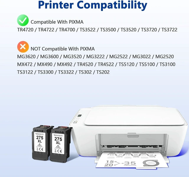 Alt view image 2 of 6 - PG-275 Black Ink Cartridge Replacement for Canon 275 Black Ink Canon 275XL to Use with 275XL Ink Cartridege for Canon Printers PIXMA TR4720 TS3522 TR4700 TS3722 TS3500 TS3520 TS3720 TR4722 (2 Black)