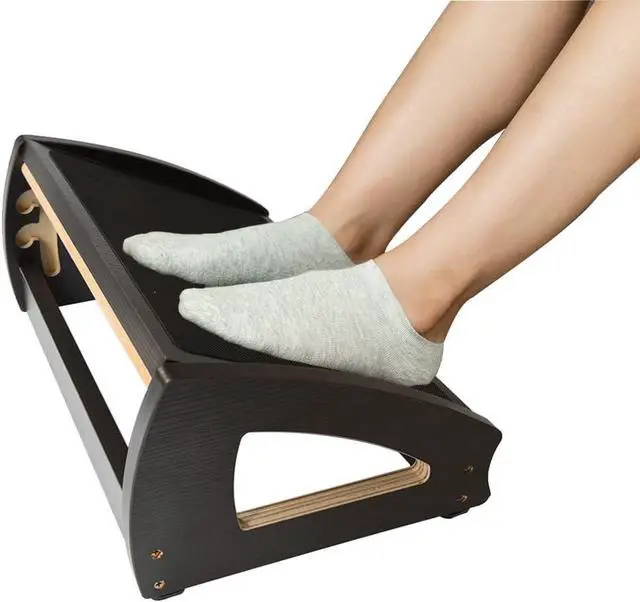 Main image of Wooden Under Desk Footrest, 4 Heights, 400 lb, Anti-Slip, Black Large Non-Slip Platform, Stable Wooden Frame, 4 Height Options, Ergonomic Foot Stool for Office, Home, Gaming, Reading & Sofa