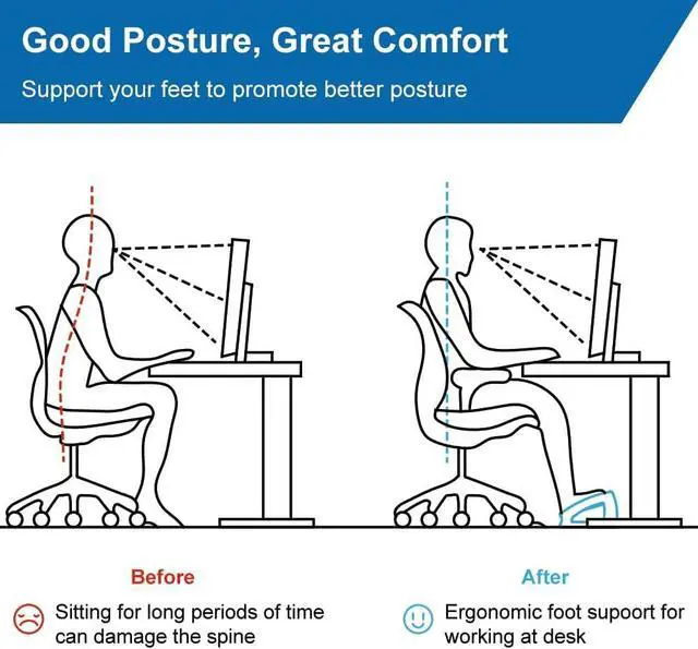 Alt view image 2 of 7 - Wooden Under Desk Footrest, 4 Heights, 400 lb, Anti-Slip, Black Large Non-Slip Platform, Stable Wooden Frame, 4 Height Options, Ergonomic Foot Stool for Office, Home, Gaming, Reading & Sofa