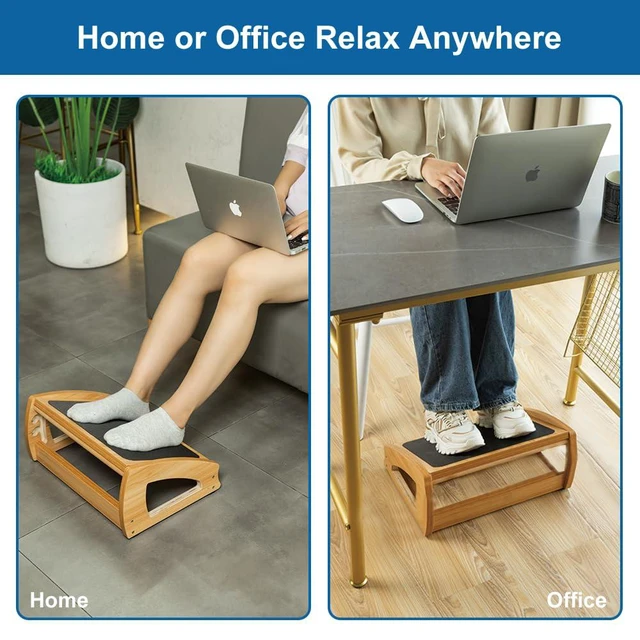 Alt view image 6 of 7 - Wooden Under Desk Footrest, 4 Heights, 400 lb, Office Foot Rest Large Non-Slip Platform, Stable Wooden Frame, 4 Height Options, Ergonomic Foot Stool for Office, Home, Gaming, Reading & Sofa