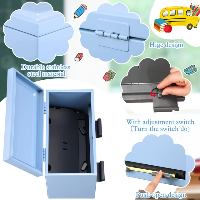 Alt view image 3 of 7 - 8 Pcs Pencil Dispenser for Classroom Stainless Steel, Light Blue Sharp Dull Pencil Holder Classroom, Letter Stickers, Metal Desk Organizer, Back to School Teacher Supplies, Pencil Parking
