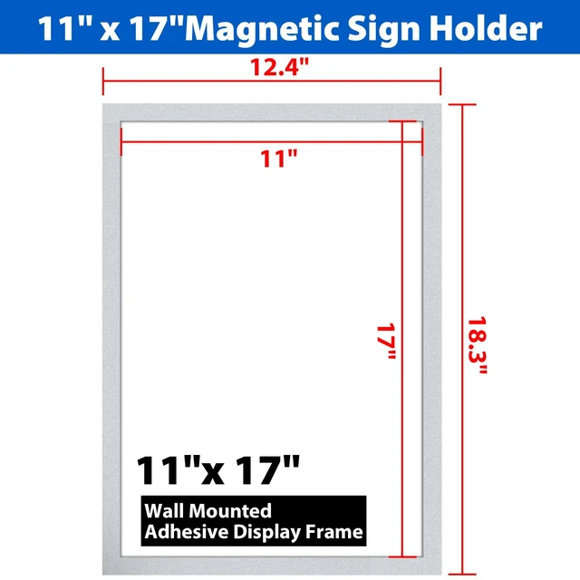 Alt view image 3 of 7 - 10Packs Magnetic Sign Holder, 11x17 Self Adhesive Display Frame with Strong Magnetic Frame and Clear PVC for Office Store Home Door Window Refrige Magnetic Paper Holder, Silver