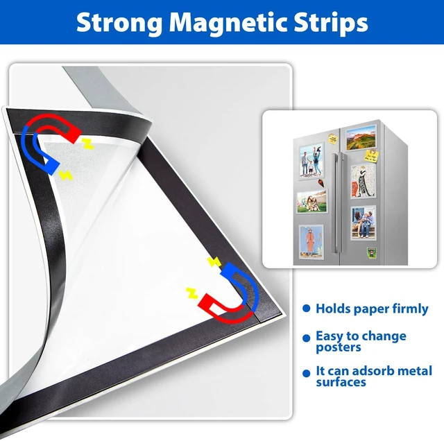 Alt view image 4 of 7 - 10Packs Magnetic Sign Holder, 11x17 Self Adhesive Display Frame with Strong Magnetic Frame and Clear PVC for Office Store Home Door Window Refrige Magnetic Paper Holder, Silver