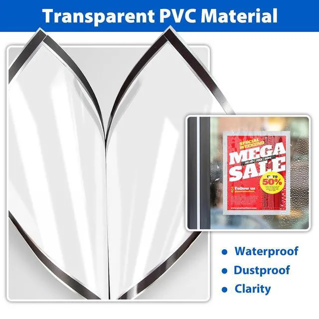 Alt view image 6 of 7 - 10Packs Magnetic Sign Holder, 11x17 Self Adhesive Display Frame with Strong Magnetic Frame and Clear PVC for Office Store Home Door Window Refrige Magnetic Paper Holder, Silver
