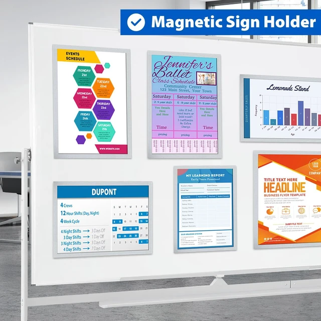 Alt view image 7 of 7 - 10Packs Magnetic Sign Holder, 11x17 Self Adhesive Display Frame with Strong Magnetic Frame and Clear PVC for Office Store Home Door Window Refrige Magnetic Paper Holder, Silver